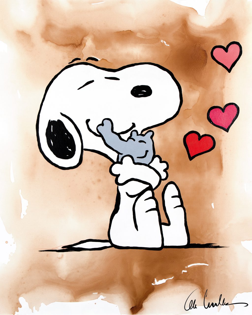 Snoopy kuschelt mit Ottifant